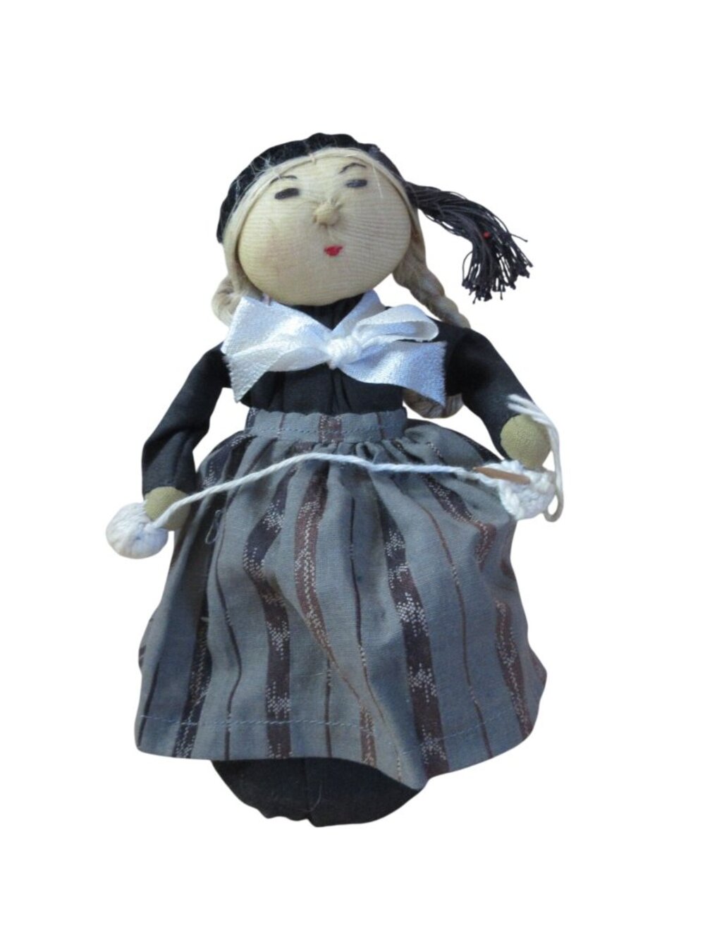 Handmade 6" Cloth Knitting Doll - Flat based - Pellet Filled
